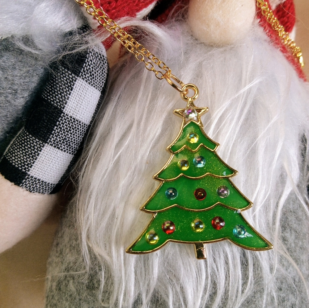 Handmade Christmas tree resin pendant